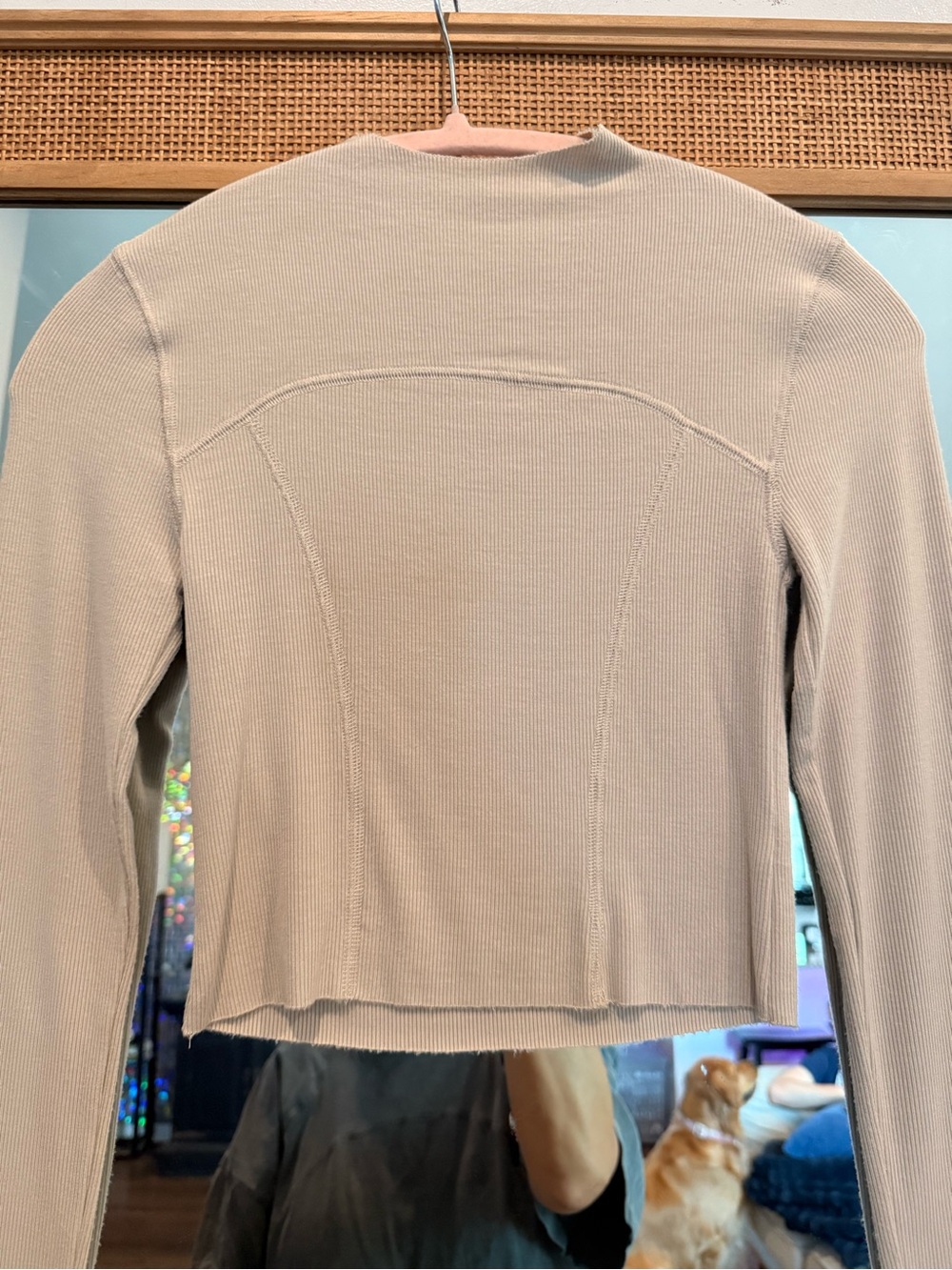 Joah Brown Stitch Mock Neck Long Sleeve Top Dune Flex Rib XS/S - Picture 2 of 10